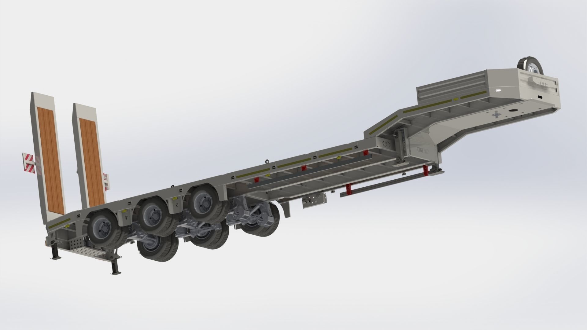 3 Axle Lowbed 3D Drawing on Solidworks Ready to Production 3D model_5