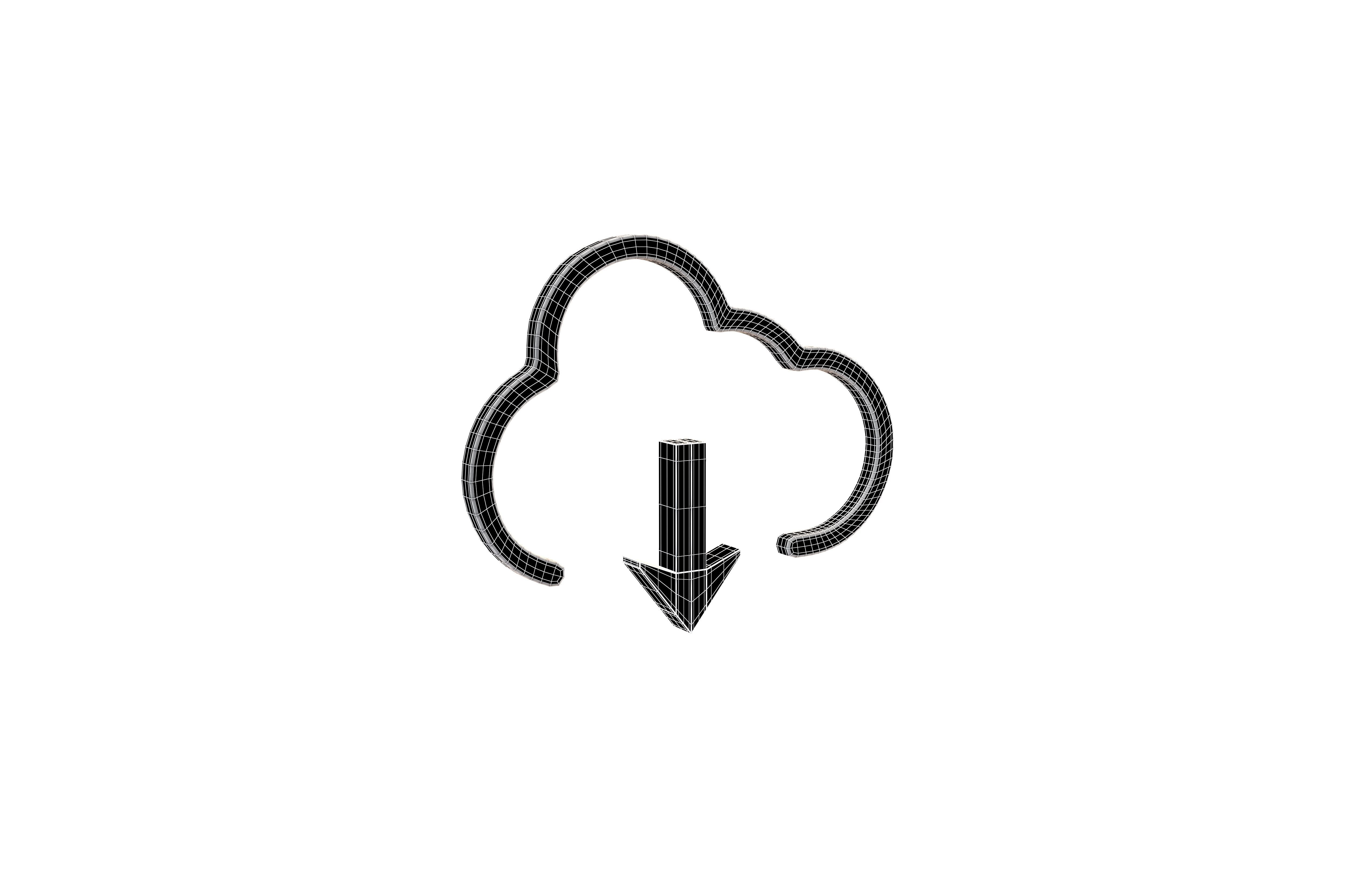 Cloud Download Symbol v2 003 Low-poly 3D model_4
