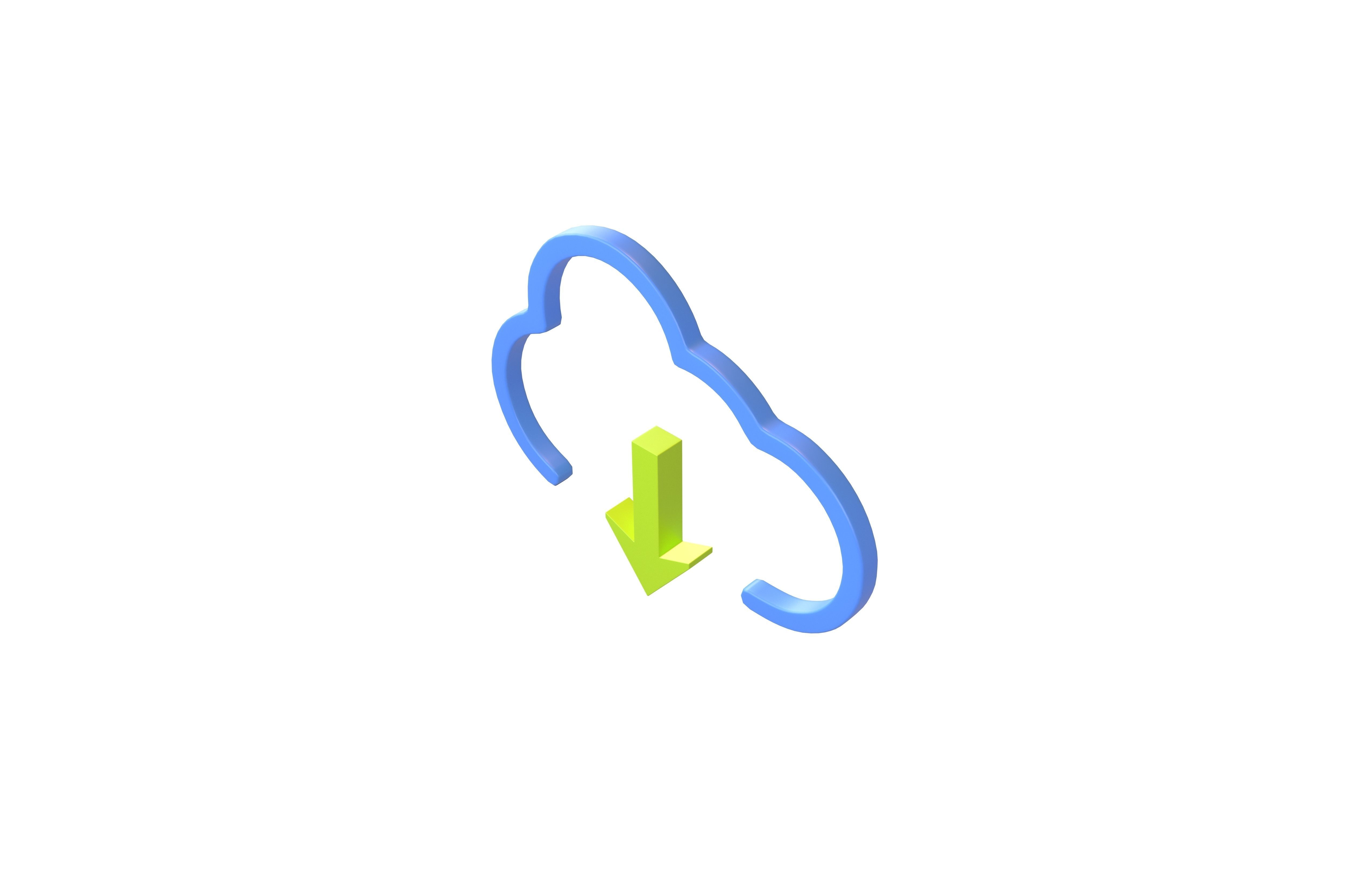 Cloud Download Symbol v2 003 Low-poly 3D model_1