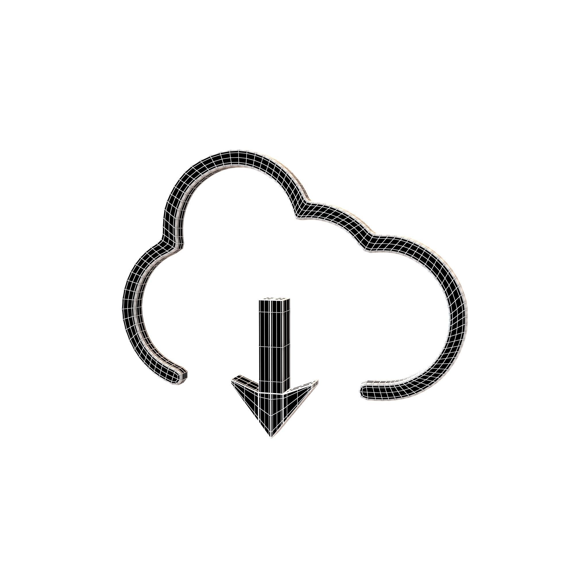 Cloud Download Symbol v2 003 Low-poly 3D model_7
