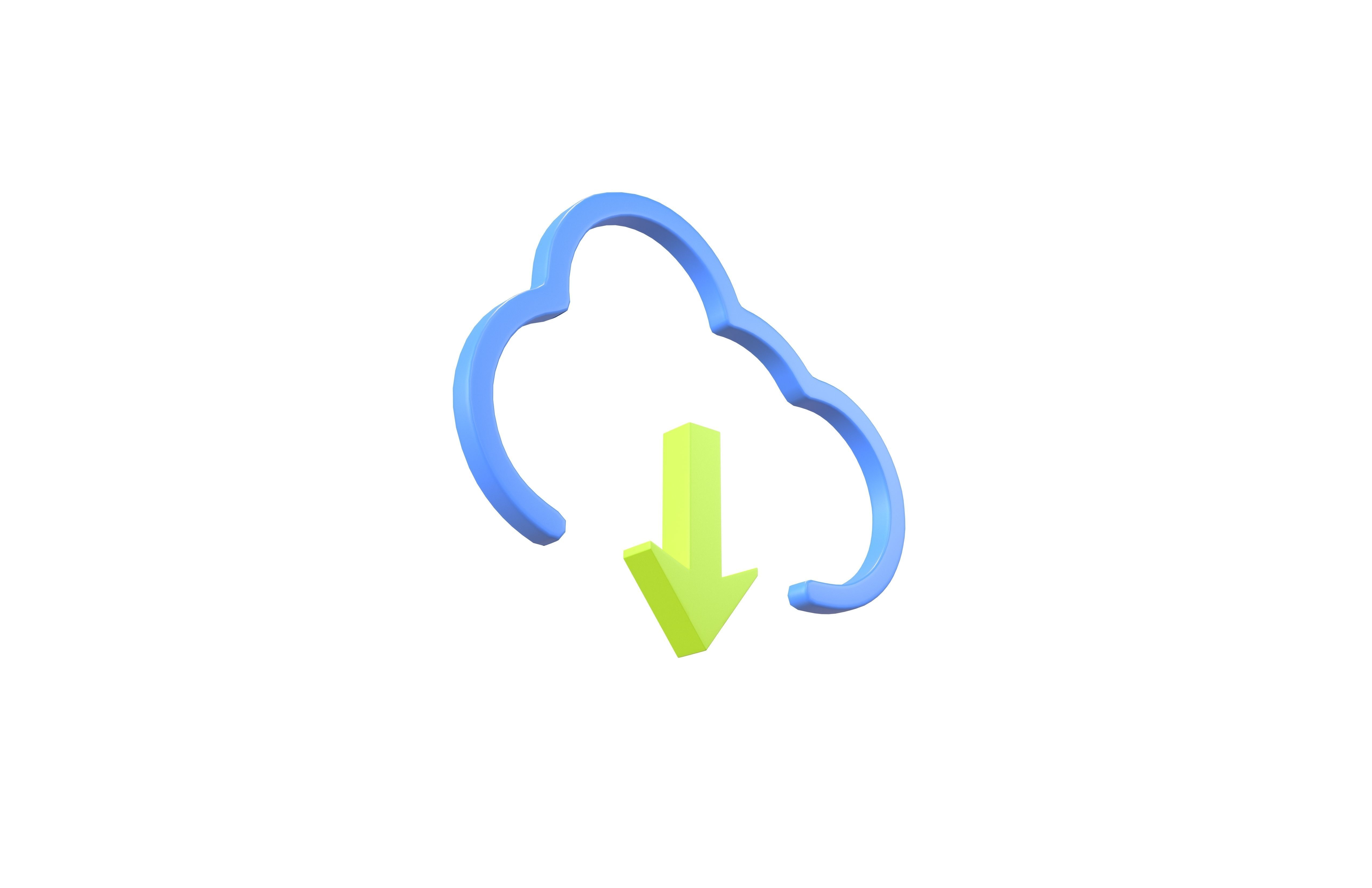 Cloud Download Symbol v2 003 Low-poly 3D model_2