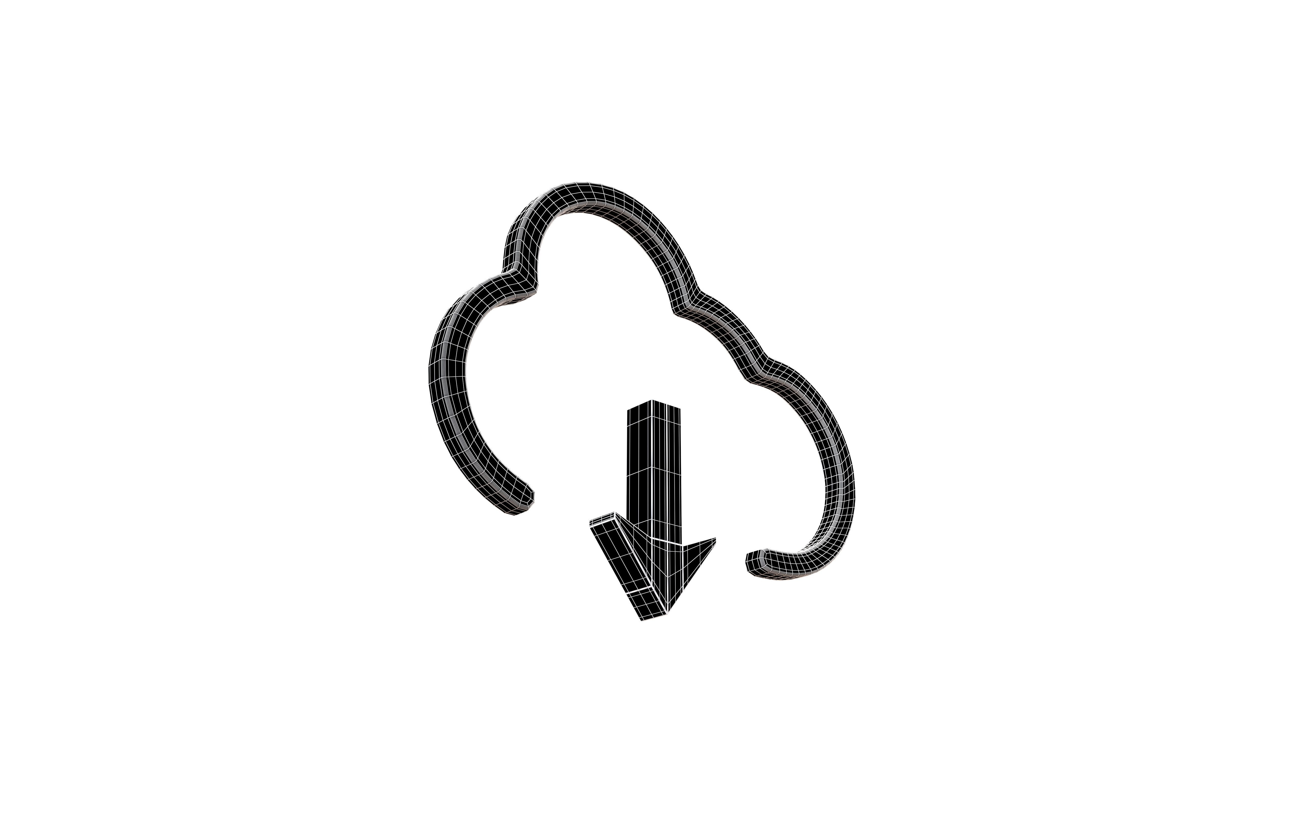 Cloud Download Symbol v2 003 Low-poly 3D model_6
