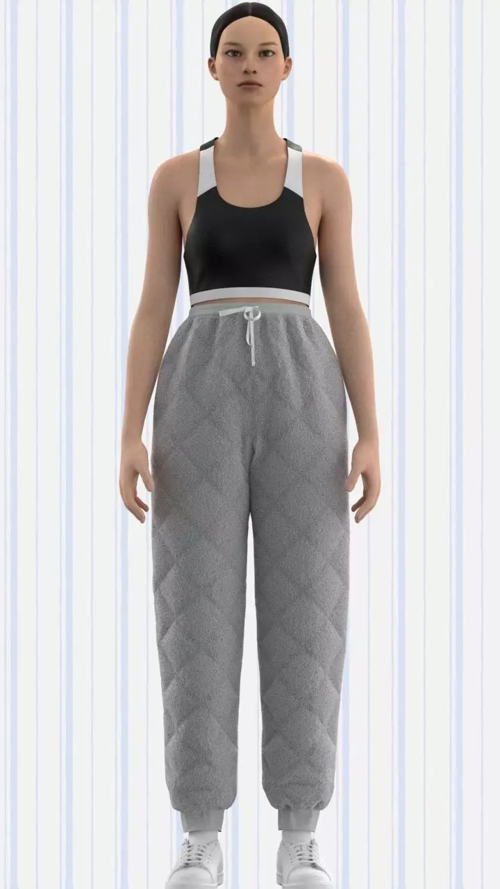 Racerback top and quilted trouser Low-poly 3D model_0