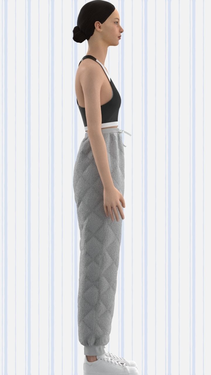 Racerback top and quilted trouser Low-poly 3D model_6