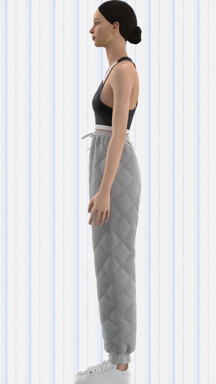 Racerback top and quilted trouser Low-poly 3D model_5