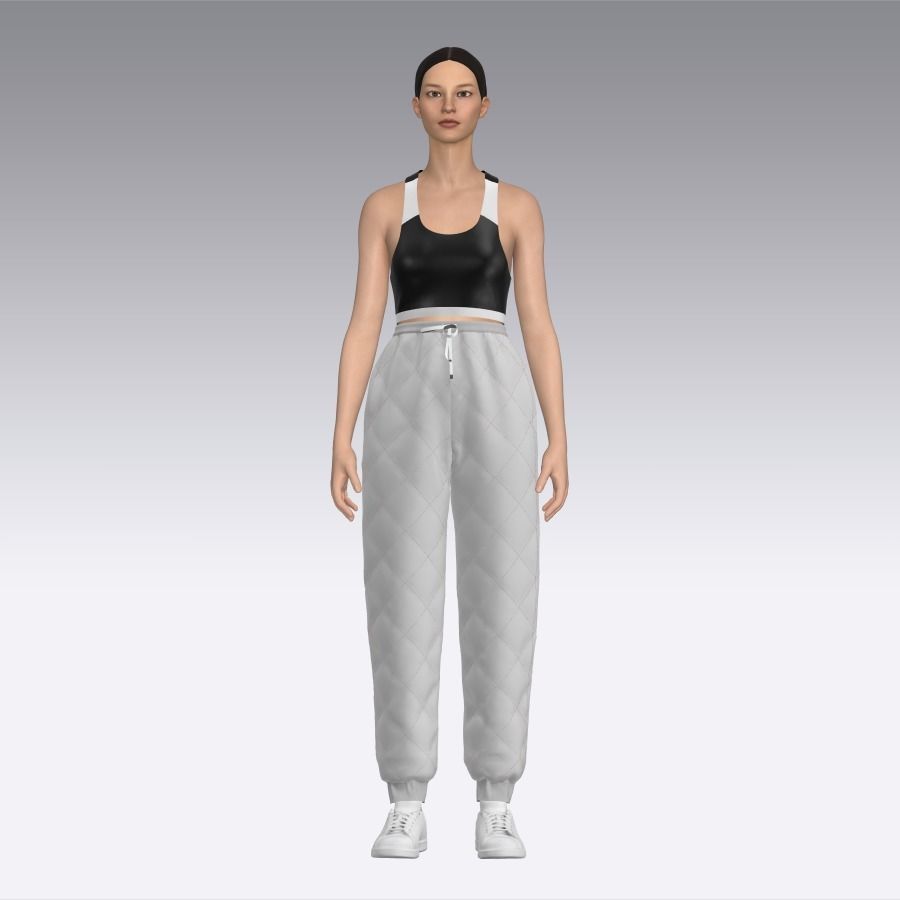 Racerback top and quilted trouser Low-poly 3D model_7