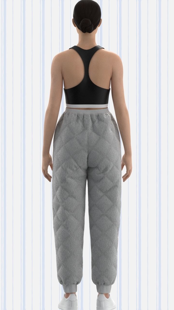 Racerback top and quilted trouser Low-poly 3D model_1