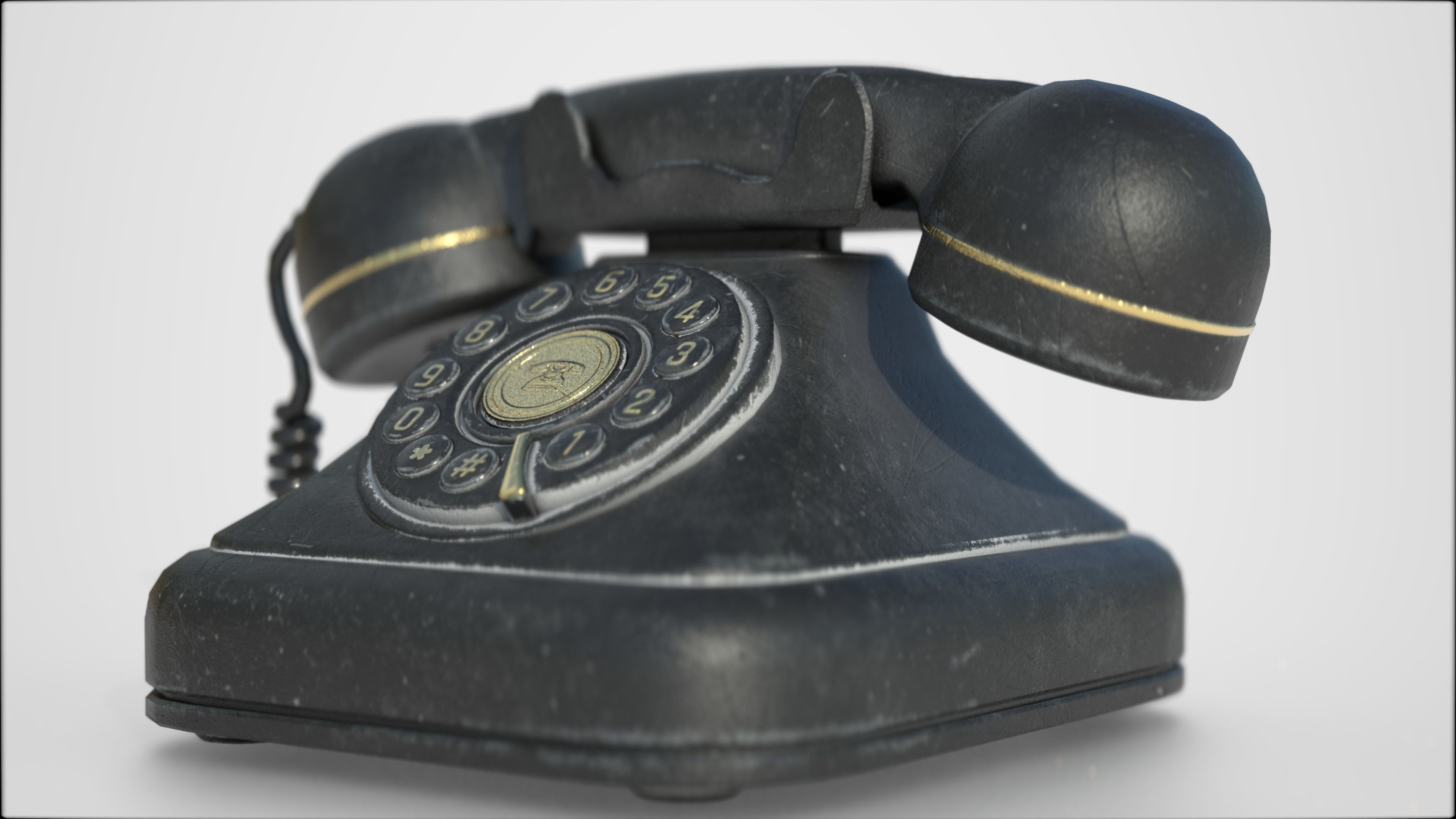 VINTAGE TELEPHONE 2 Low-poly 3D model_16