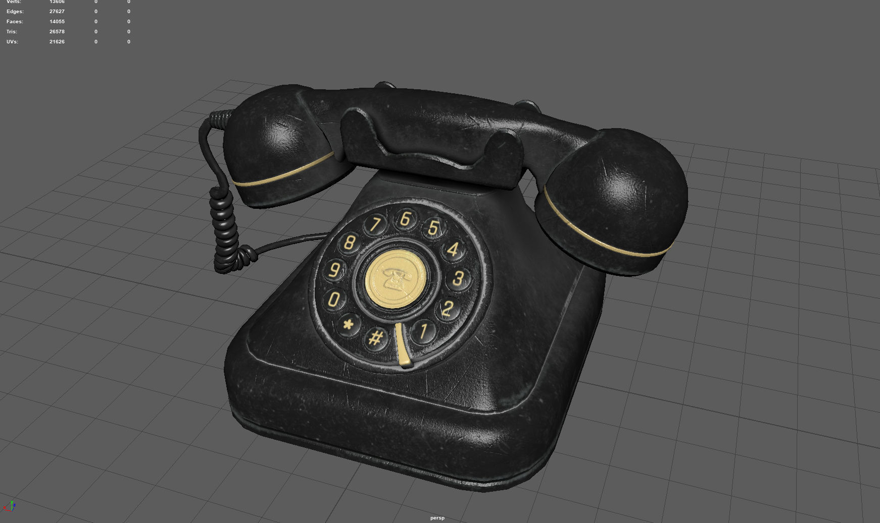 VINTAGE TELEPHONE 2 Low-poly 3D model_6