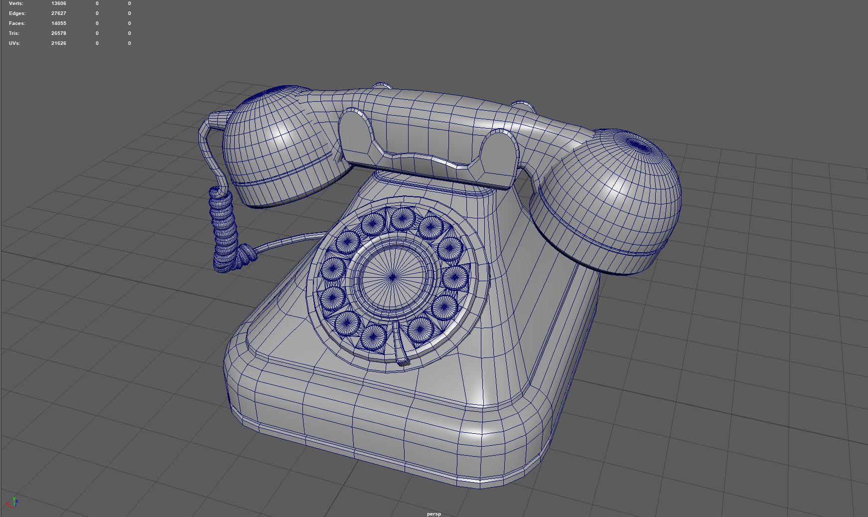 VINTAGE TELEPHONE 2 Low-poly 3D model_8