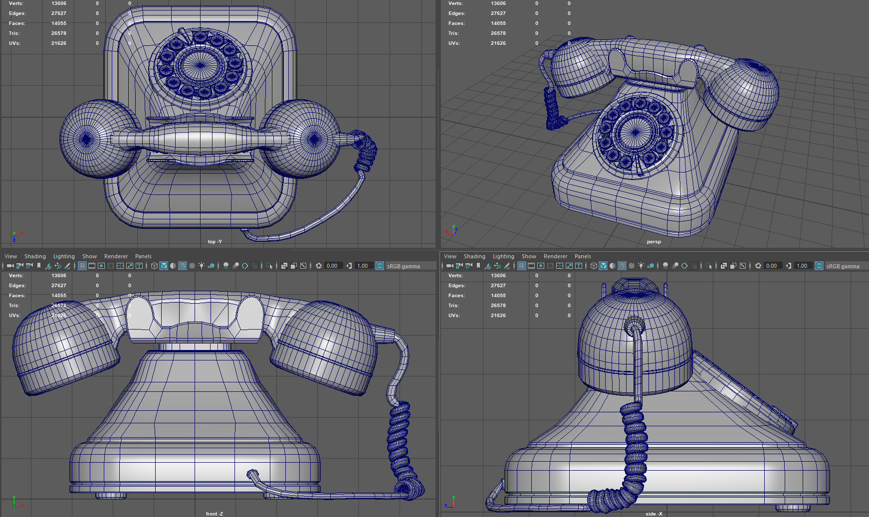 VINTAGE TELEPHONE 2 Low-poly 3D model_11