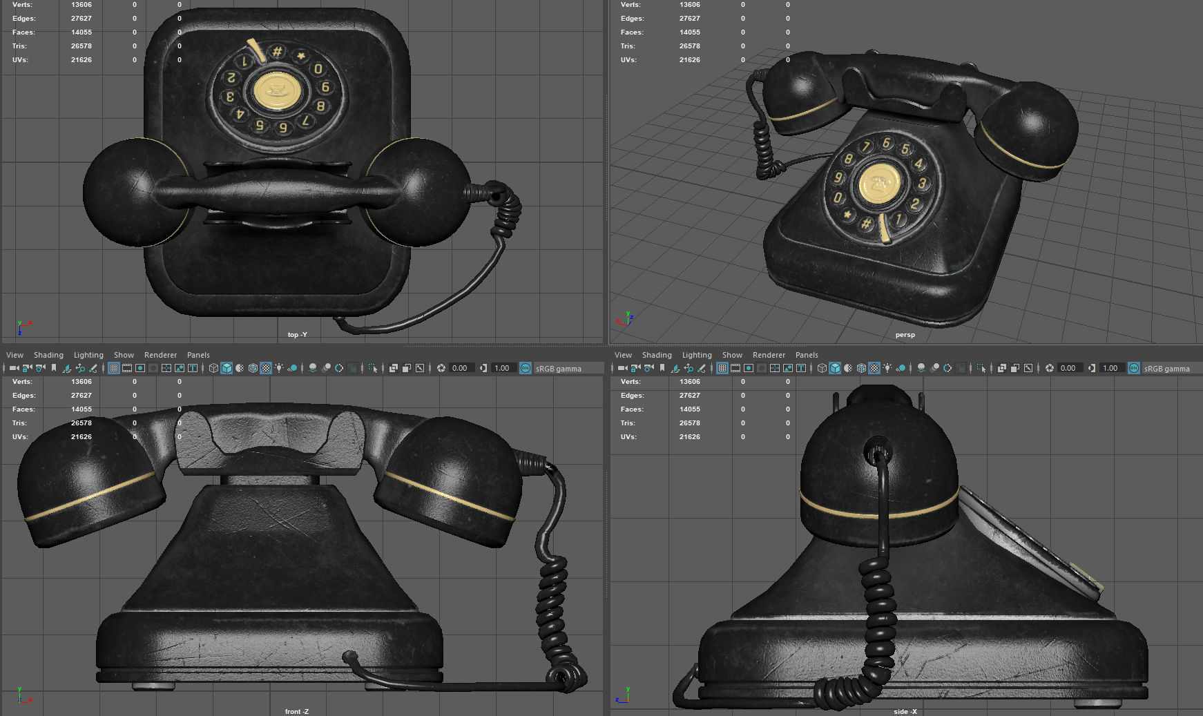 VINTAGE TELEPHONE 2 Low-poly 3D model_9