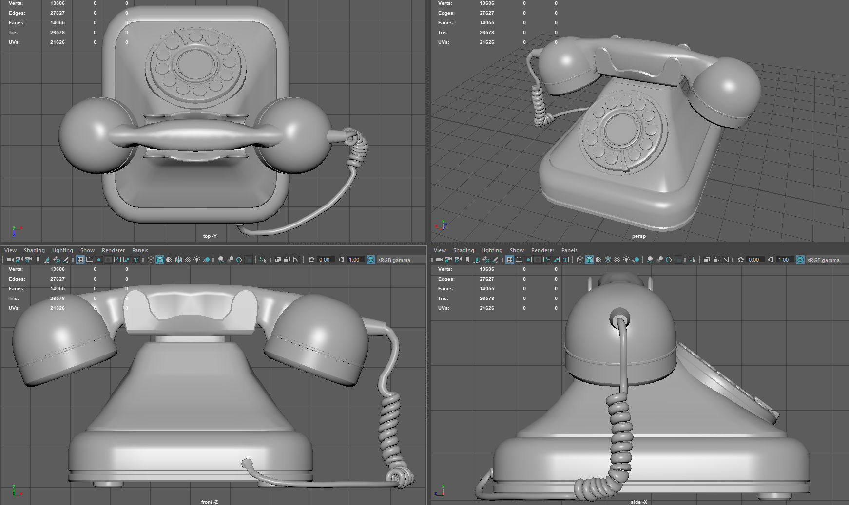 VINTAGE TELEPHONE 2 Low-poly 3D model_10