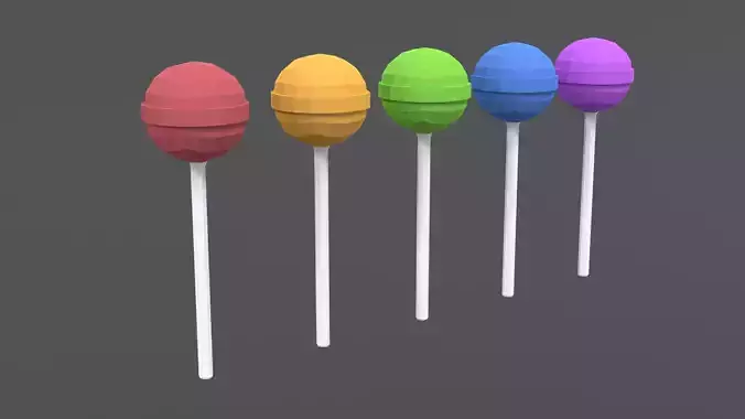 Low Poly Cartoon Lollipops