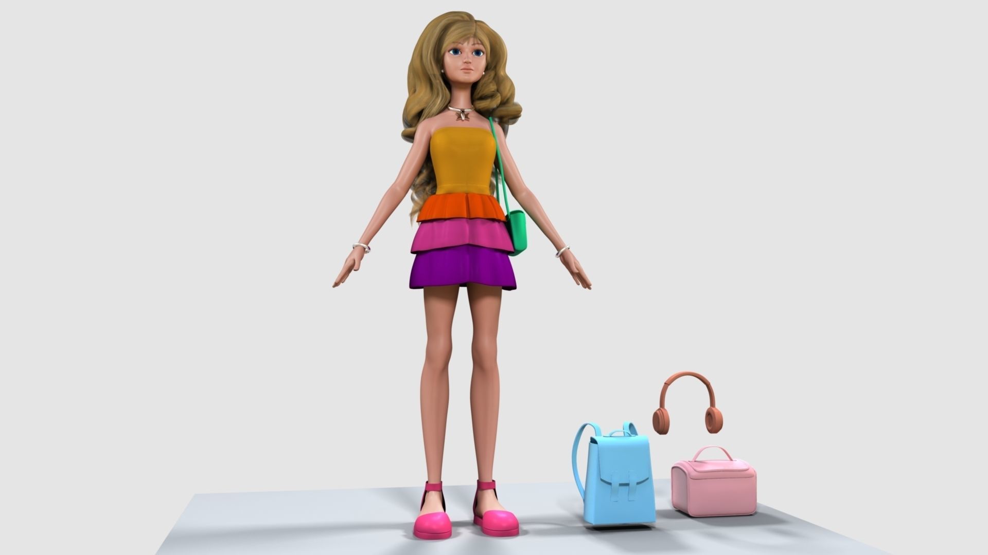 Barbie bag and box 3D model_3