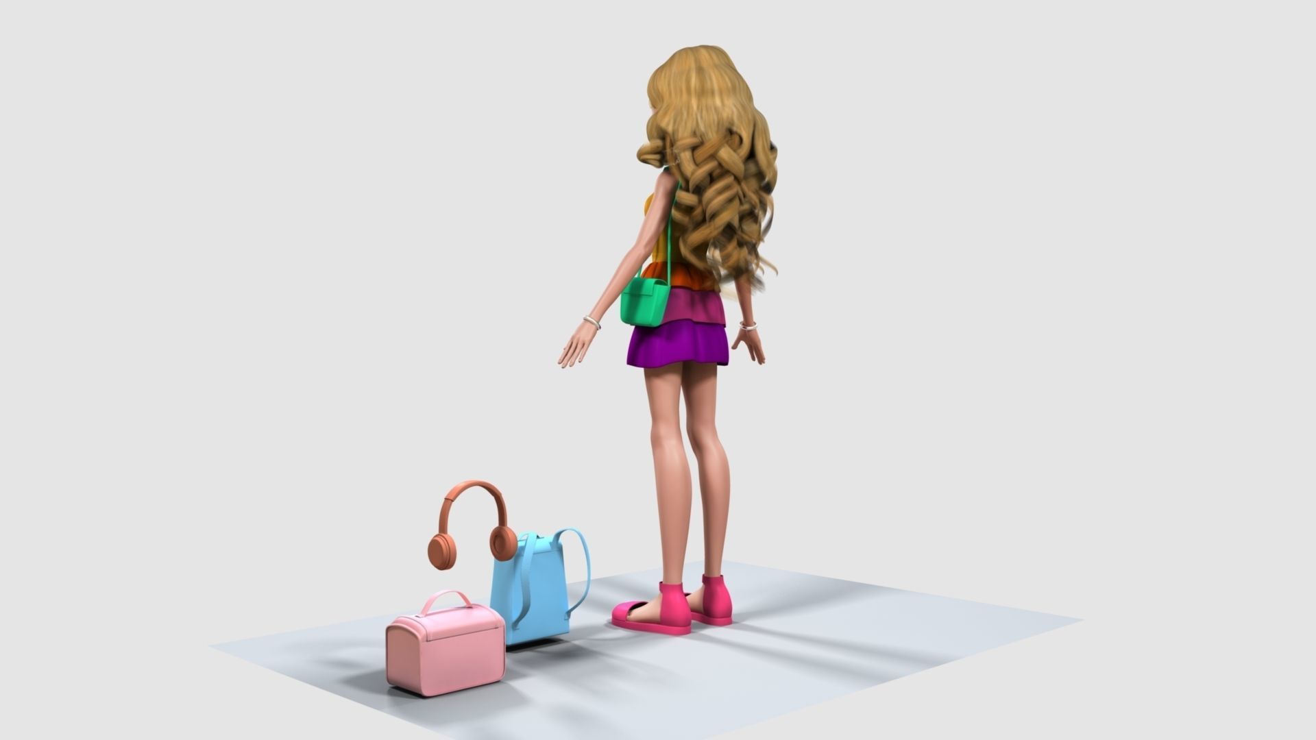 Barbie bag and box 3D model_4