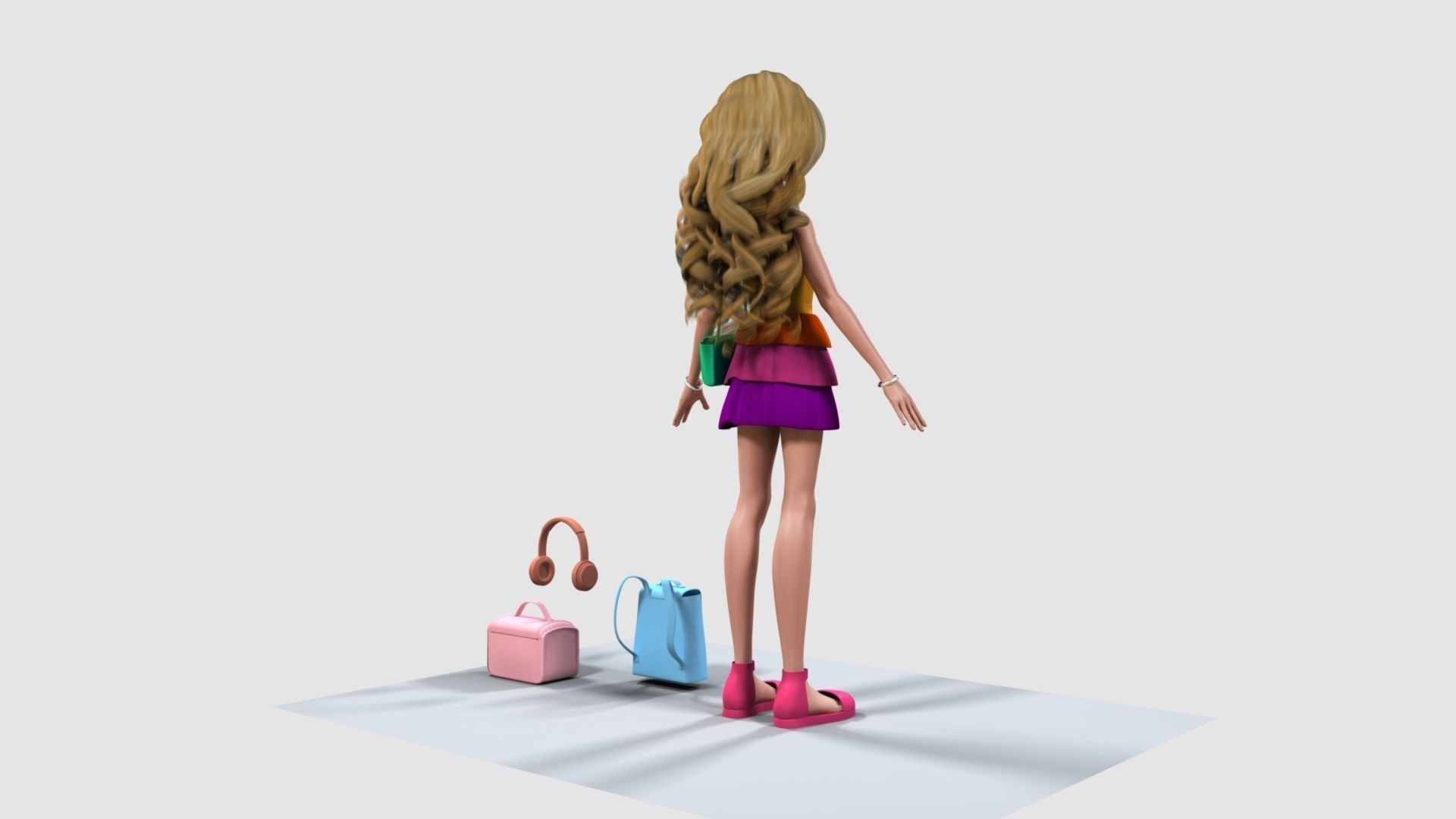 Barbie bag and box 3D model_17