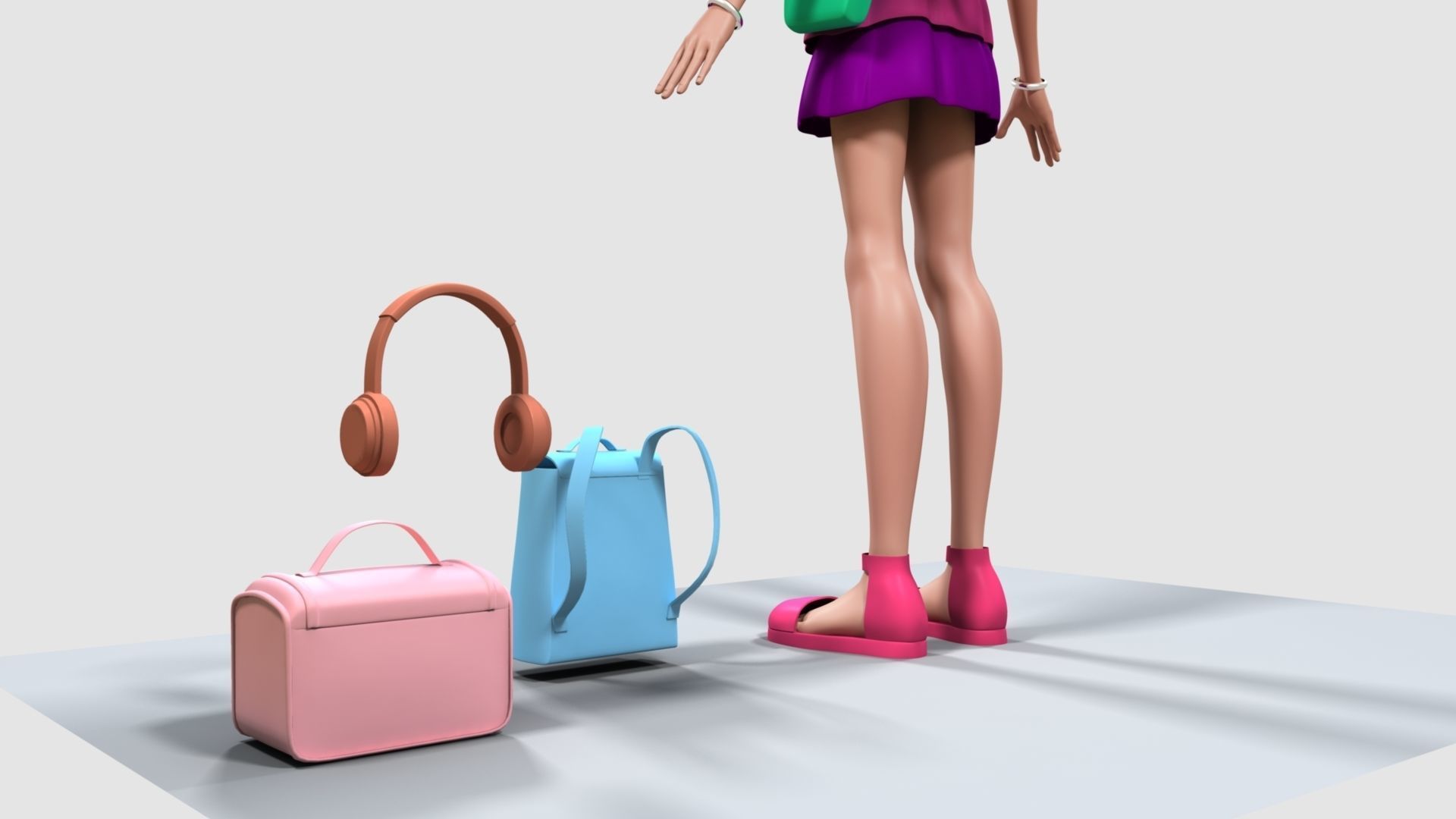 Barbie bag and box 3D model_22
