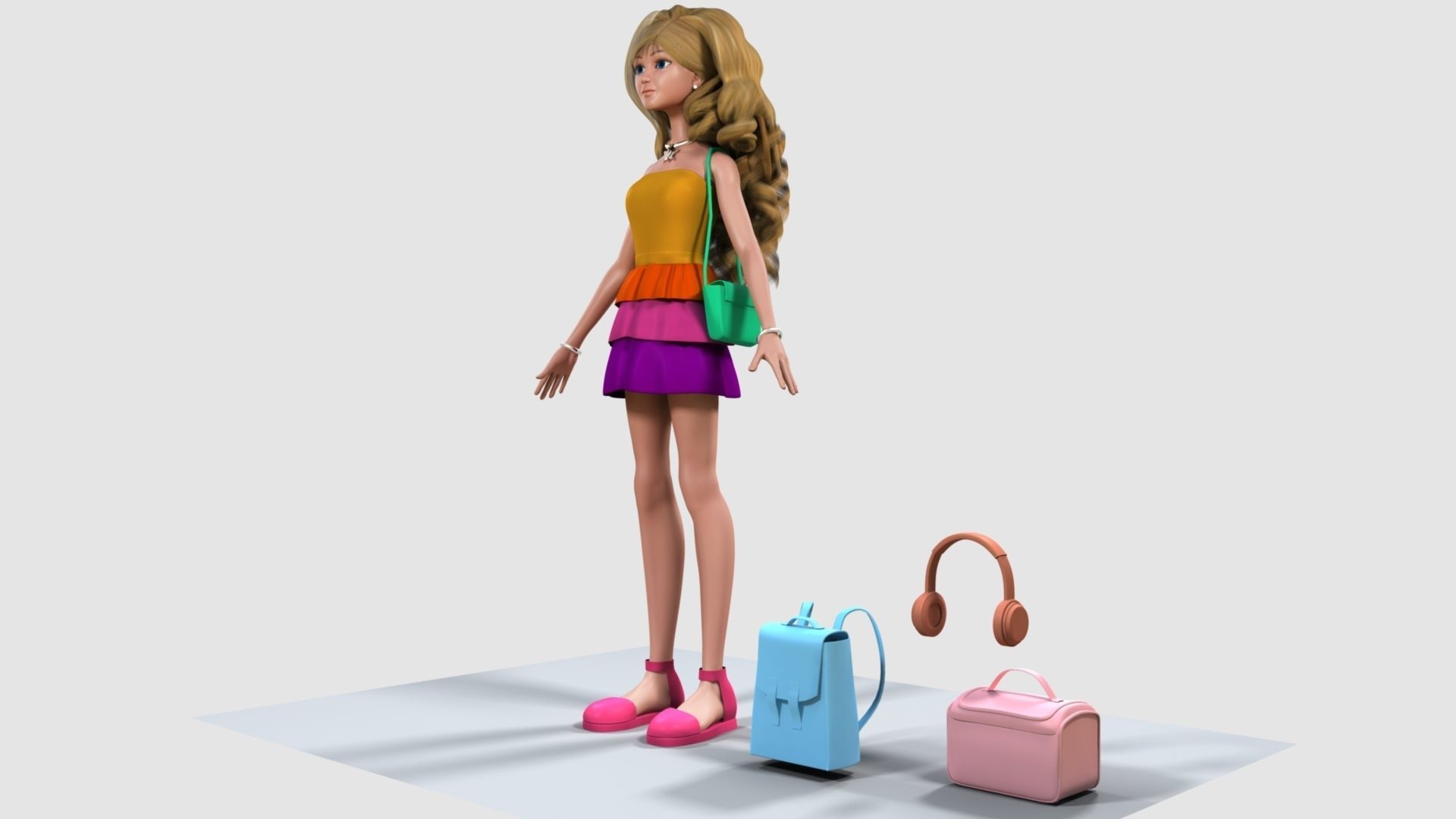 Barbie bag and box 3D model_15