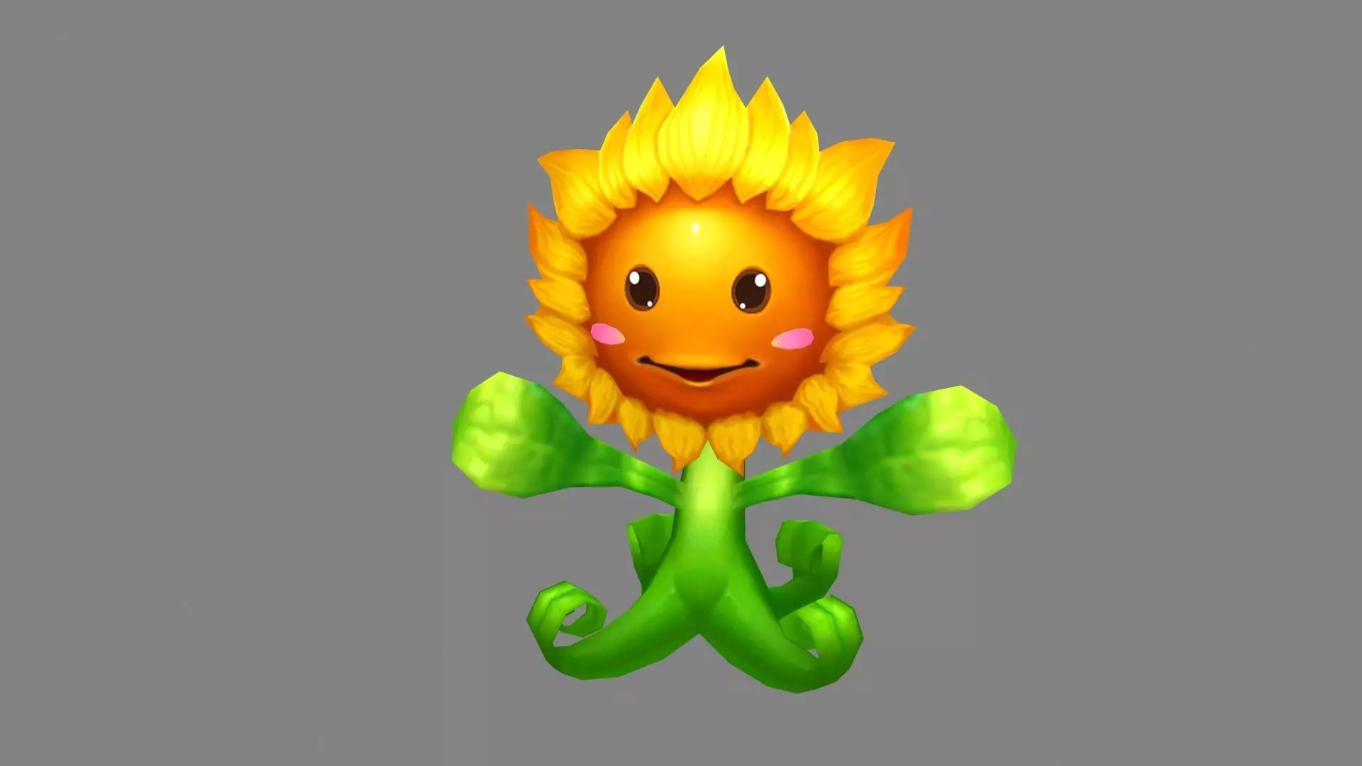 Cartoon plant mascot - flower fairy - sunflower A Low-poly 3D model