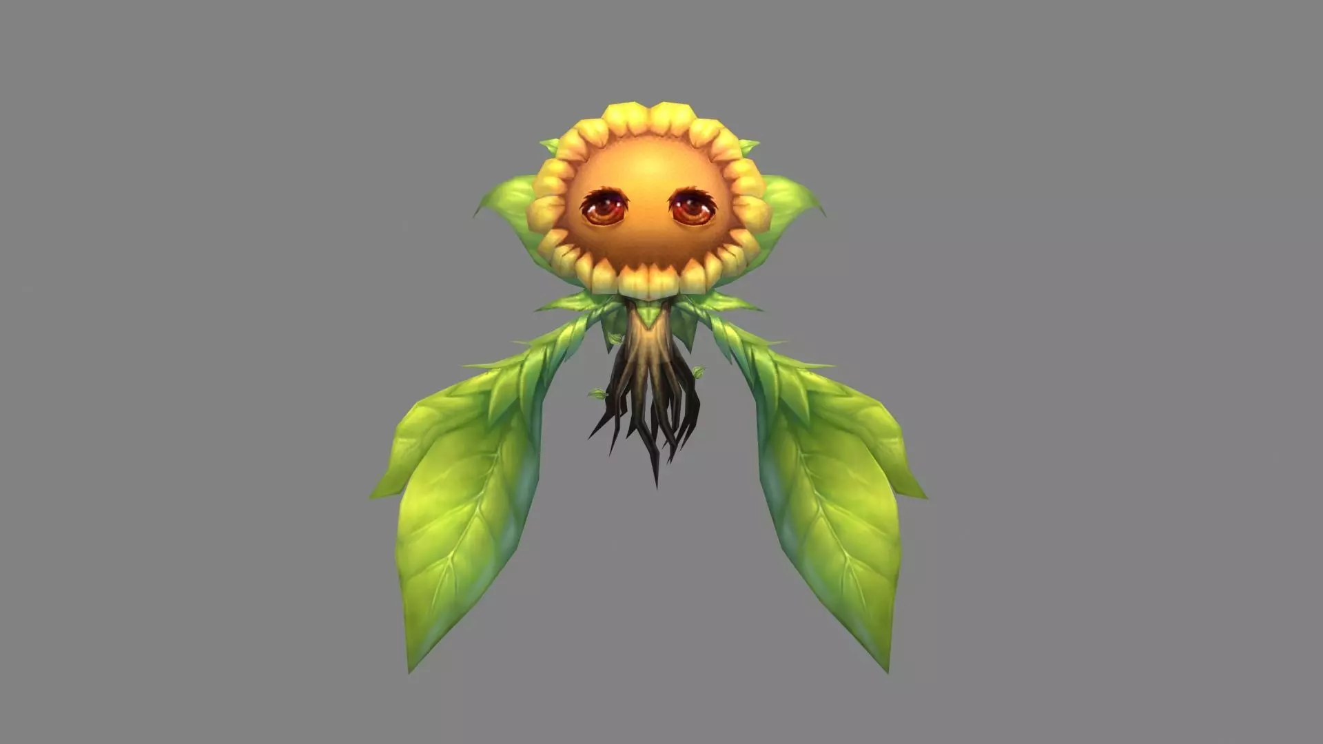 Cartoon plant mascot - flower fairy - sunflower B Low-poly 3D model