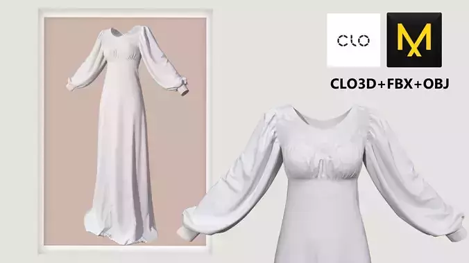 Wedding Dress Marvelous Designer 3D model