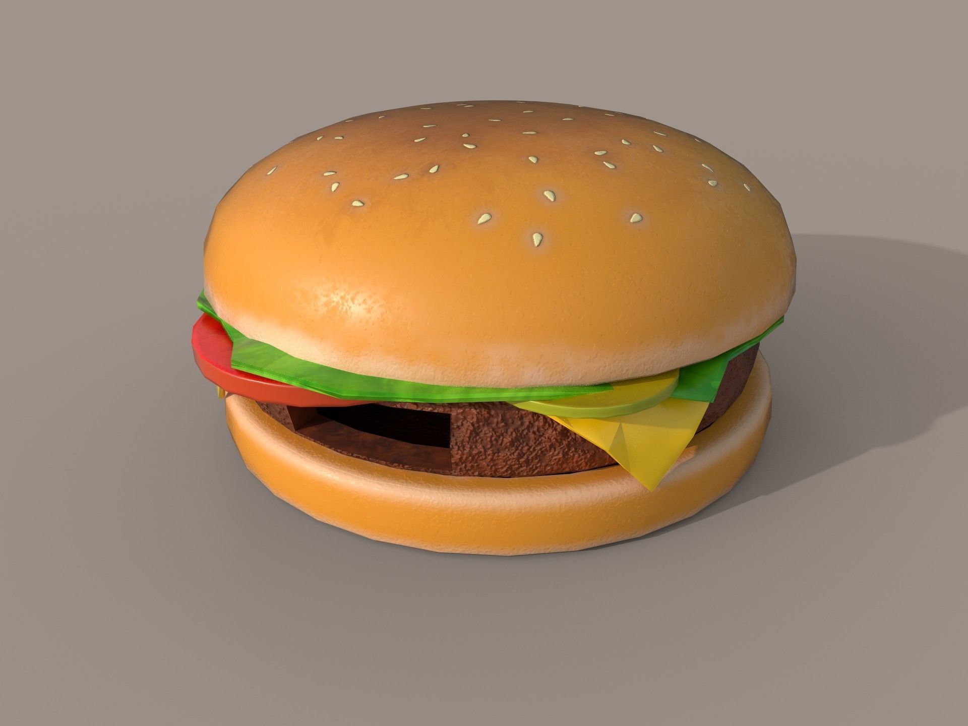 Hamburger building shop Low-poly 3D model_1