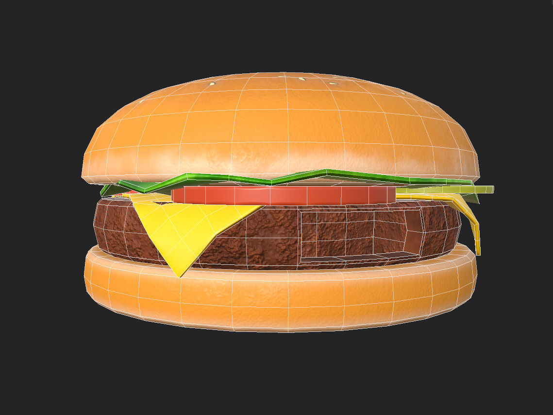 Hamburger building shop Low-poly 3D model_2