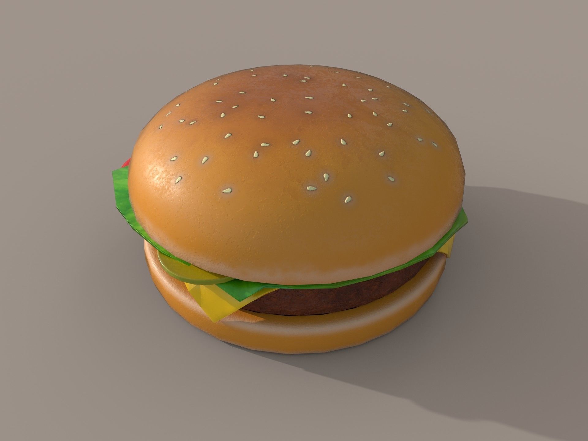 Hamburger building shop Low-poly 3D model_3
