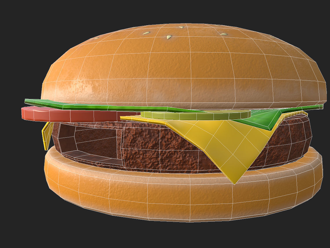 Hamburger building shop Low-poly 3D model_9