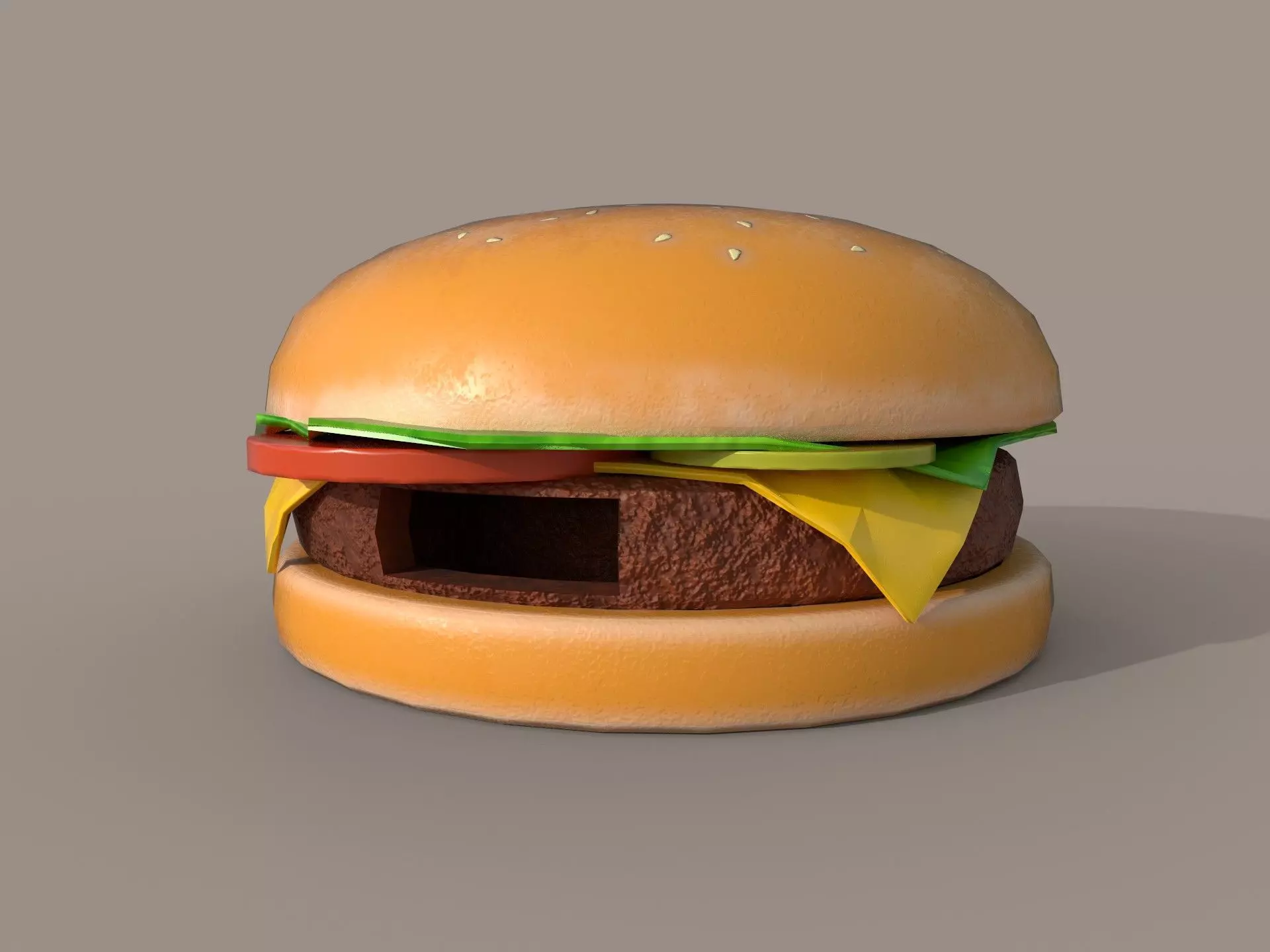 Hamburger building shop Low-poly 3D model_0