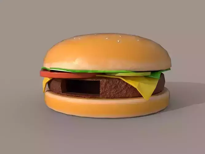 Hamburger building shop Low-poly 3D model
