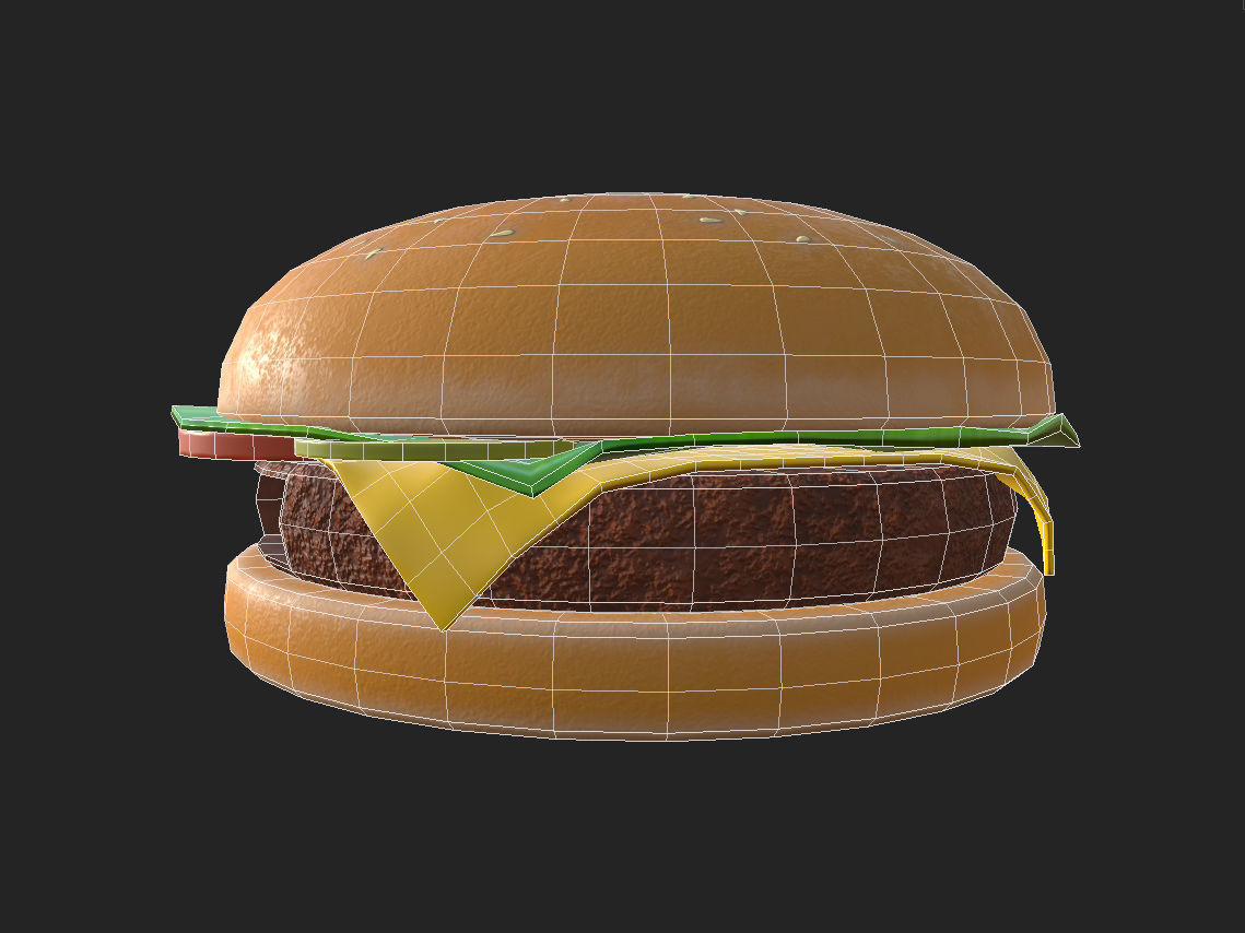 Hamburger building shop Low-poly 3D model_4