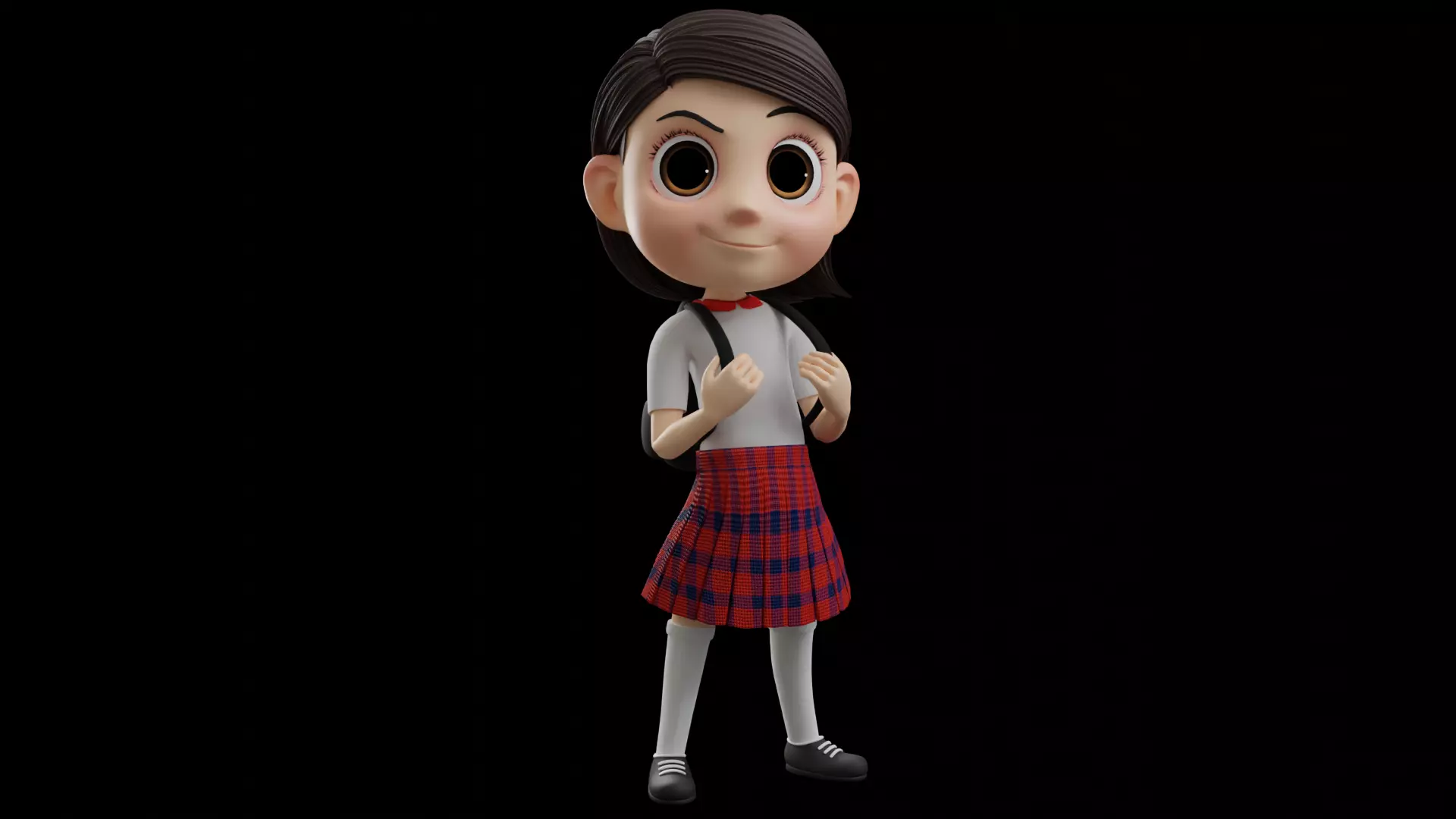 Cartoon School Girl - Fully Rigged Low-poly 3D model