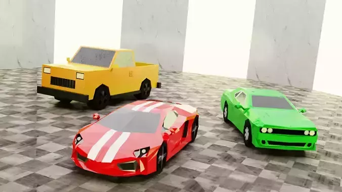 Low poly cars sports car