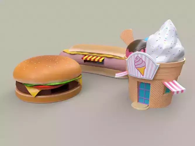 Food building shop 3D Model Collection