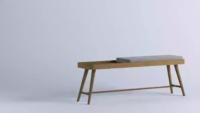 Benches 1 wooden bench with cushion on top