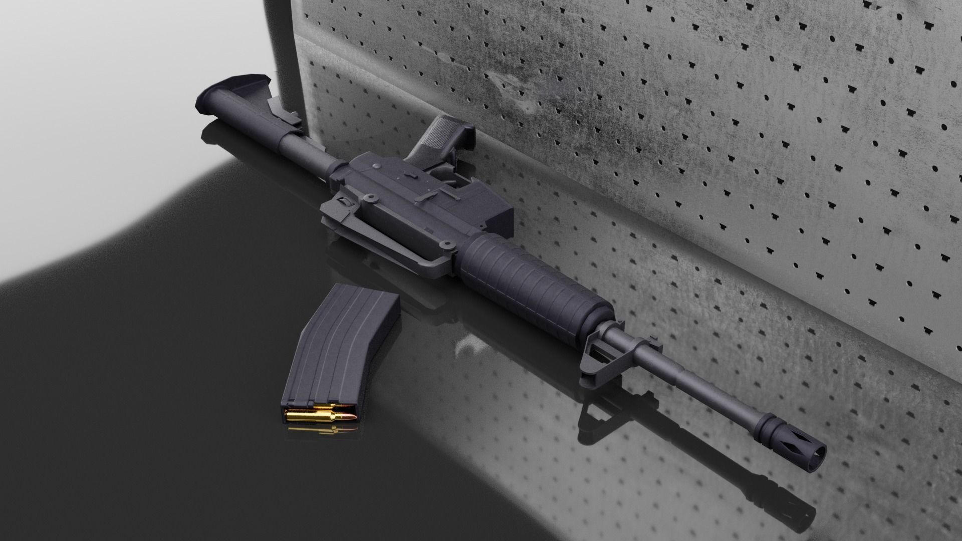 Colt M4A1 AR15 Carbine Assault Rifle Machine Gun Low-poly 3D model_11