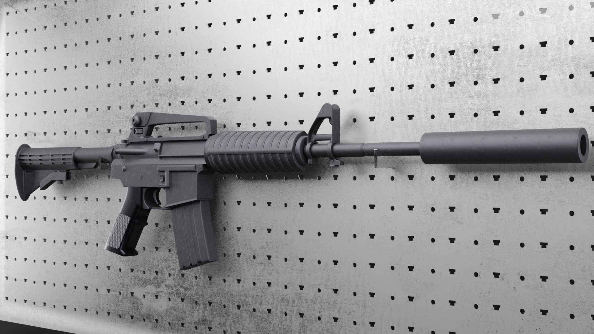 Colt M4A1 AR15 Carbine Assault Rifle Machine Gun Low-poly 3D model_3