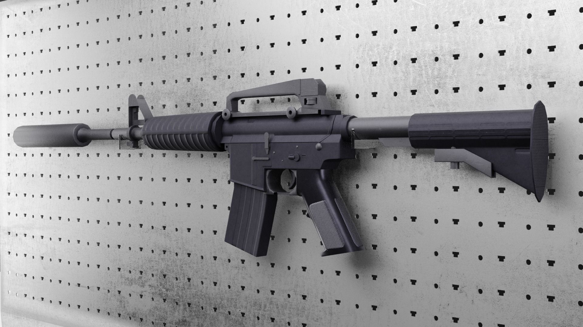 Colt M4A1 AR15 Carbine Assault Rifle Machine Gun Low-poly 3D model_8