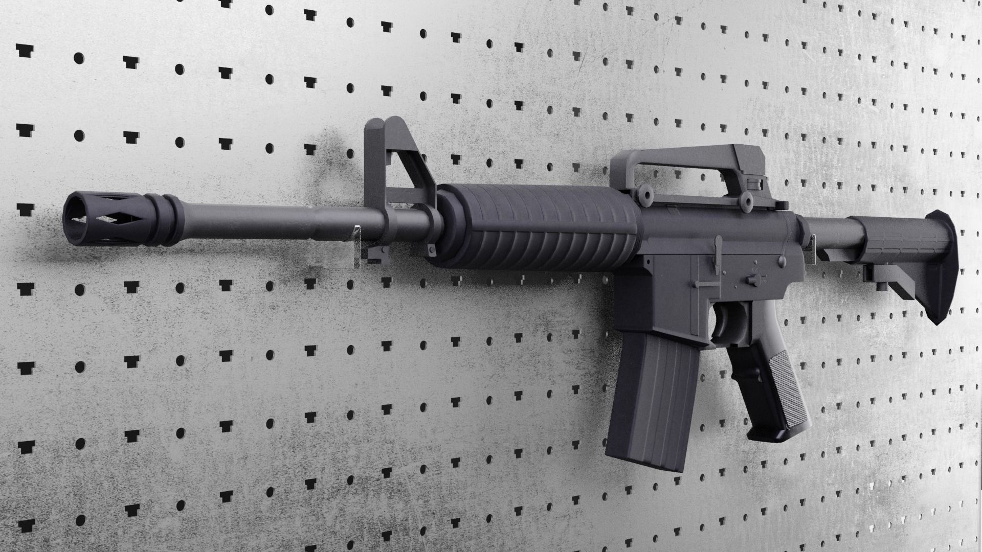 Colt M4A1 AR15 Carbine Assault Rifle Machine Gun Low-poly 3D model_5