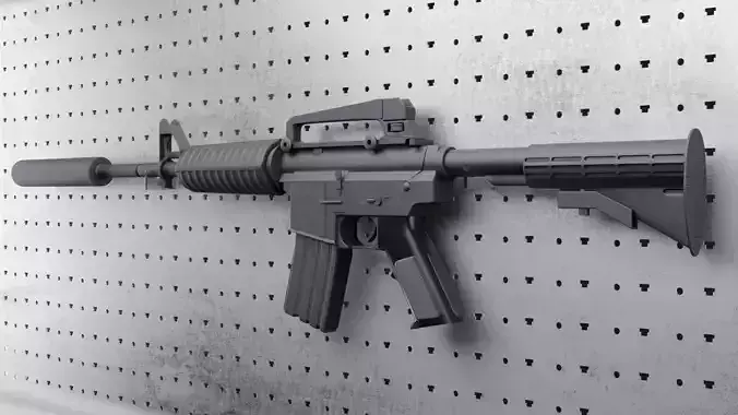 Colt M4A1 AR15 Carbine Assault Rifle Machine Gun Low-poly 3D model
