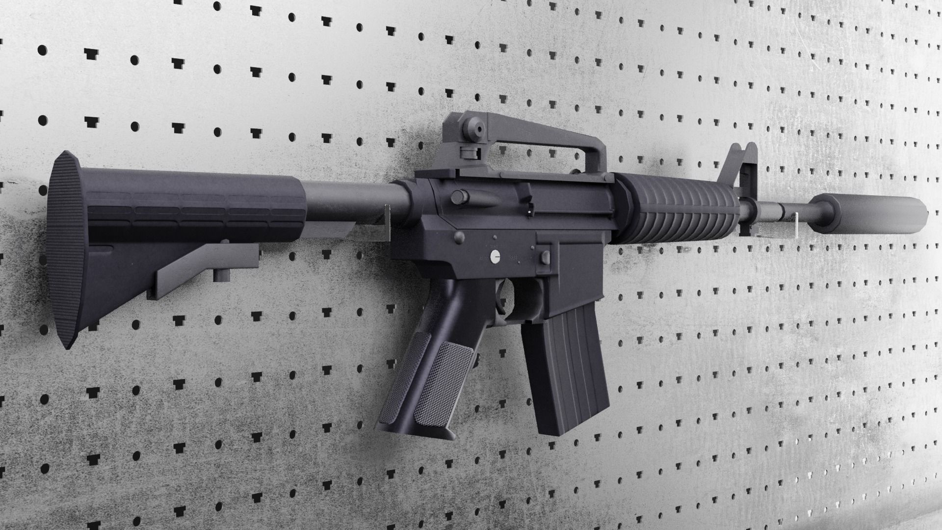 Colt M4A1 AR15 Carbine Assault Rifle Machine Gun Low-poly 3D model_10