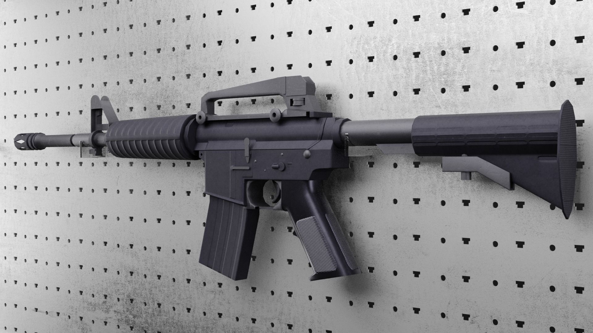 Colt M4A1 AR15 Carbine Assault Rifle Machine Gun Low-poly 3D model_4