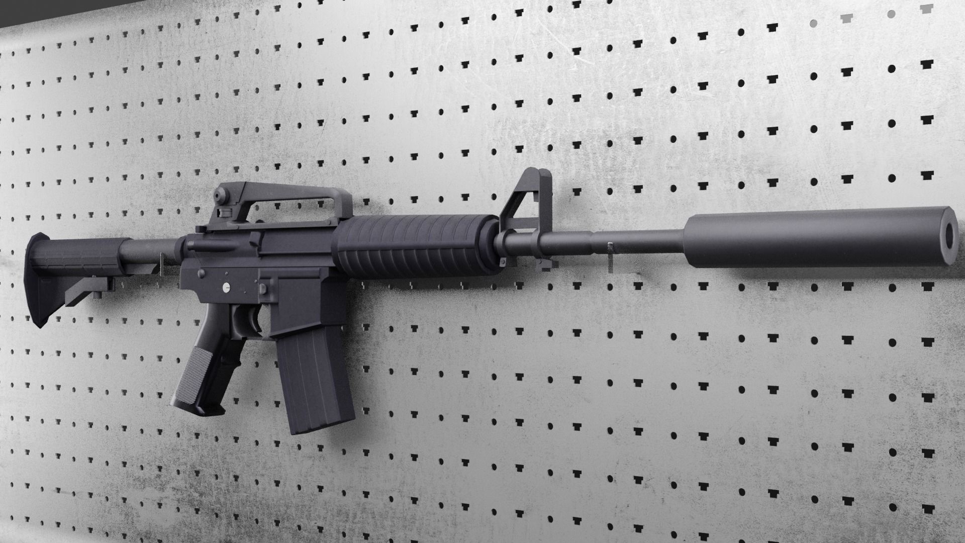 Colt M4A1 AR15 Carbine Assault Rifle Machine Gun Low-poly 3D model_9