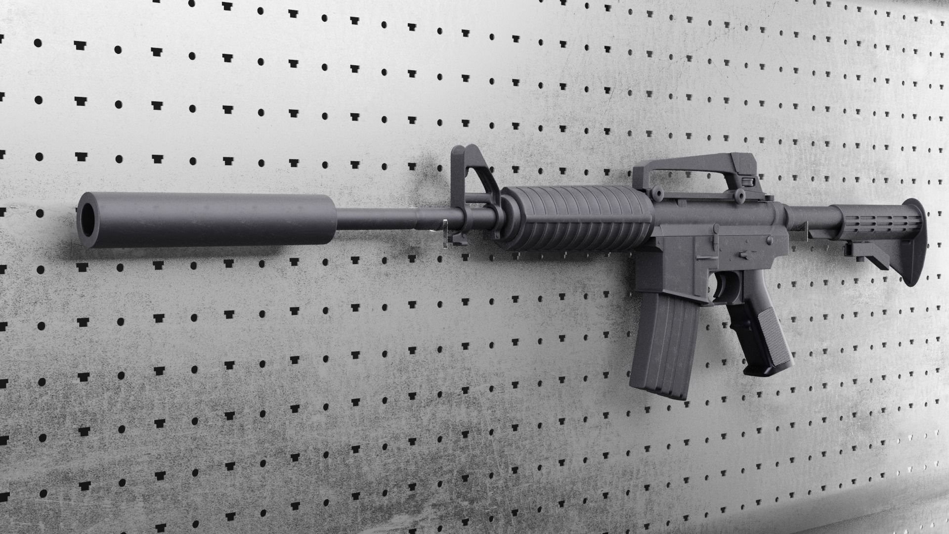 Colt M4A1 AR15 Carbine Assault Rifle Machine Gun Low-poly 3D model_1