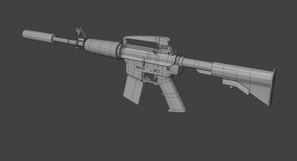 Colt M4A1 AR15 Carbine Assault Rifle Machine Gun Low-poly 3D model_12