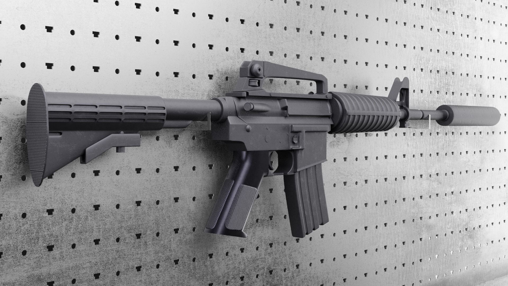 Colt M4A1 AR15 Carbine Assault Rifle Machine Gun Low-poly 3D model_2