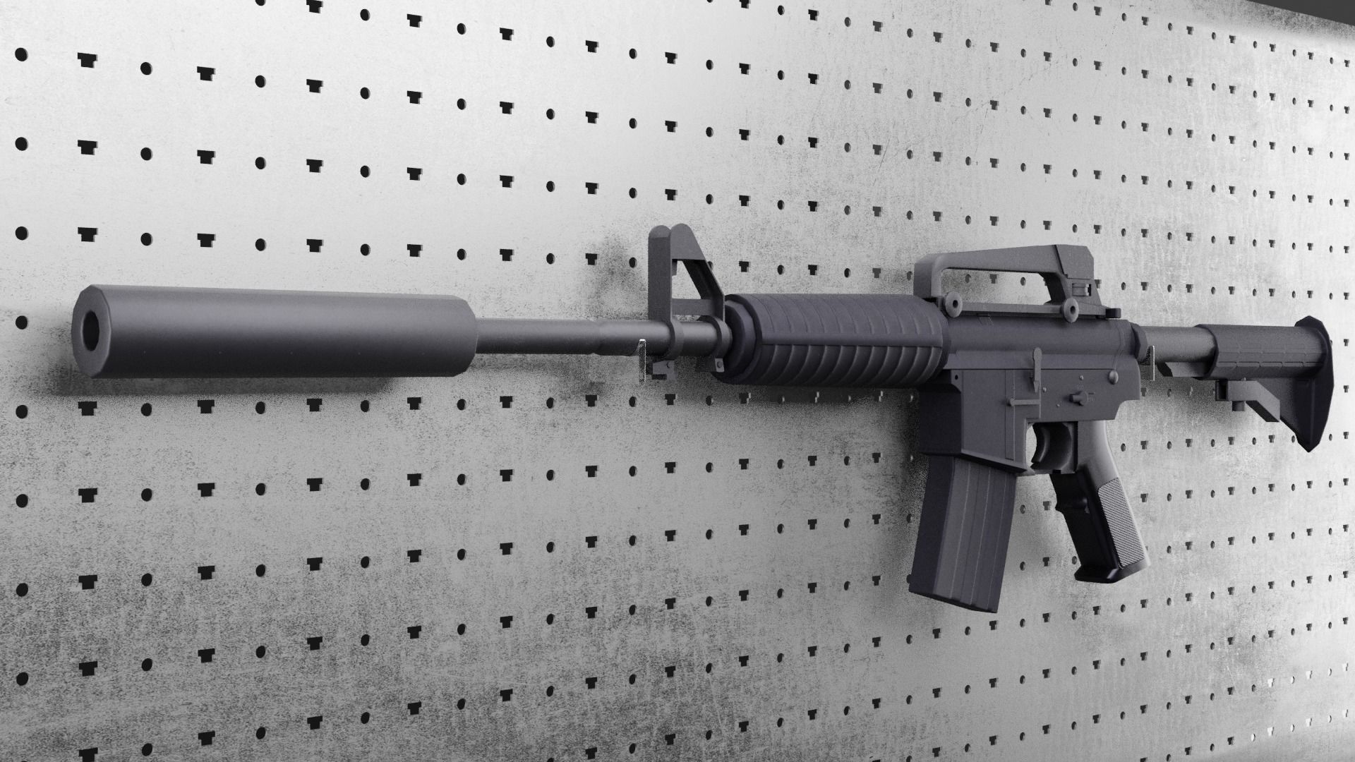 Colt M4A1 AR15 Carbine Assault Rifle Machine Gun Low-poly 3D model_7