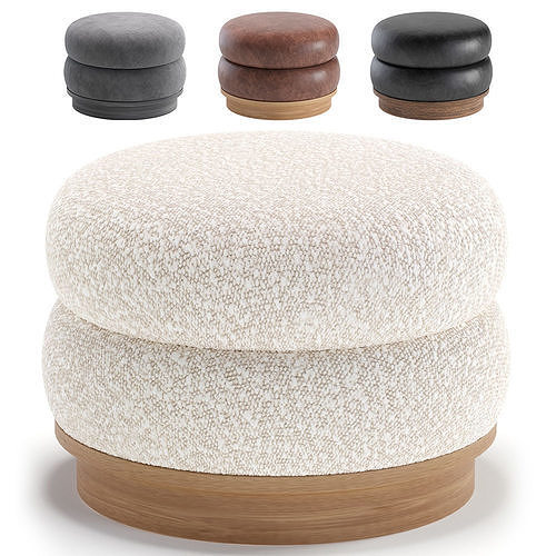 Split Pouf by Emmanuelle Simon Velvet and Leather 3D model